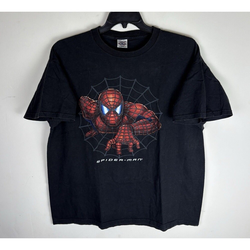 Vintage Y2K Spider-Man Movie Big Graphic T-Shirt / Black / Size XL / 2000s